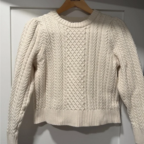 J. Crew Women's Ivory Cable Knit Sweater - Picture 2 of 2